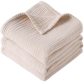 MairMore Muslin Baby Blanket for Boys and Girls, Cotton Receiving Swaddle Crib Blanket for Neutral Newborn - Soft & Breathable Baby Quilt - 47"*47" (Fog)