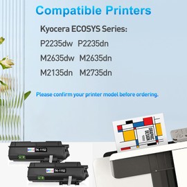 CLYWENSS TK-1152 TK1152 Toner Cartridge Replacement for Kyocera TK1152 TK-1152 1T02RV0US0 for ECOSYS P2235dw M2635dw M2635dn P2235dn M2135dn M2735dn Printer (Black, 2-Pack)