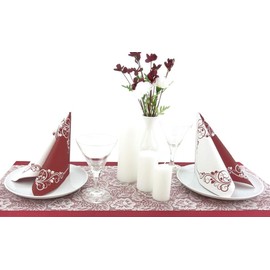 50 Napkins Ornaments 40 x 40 cm Fabric-Like Airlaid Bellissima Colour: Bordeaux