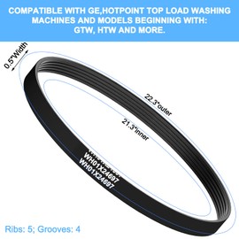 WH01X24697 Washer Drive Belt, Compatible with GE, Hotpoint Clothes Washing Machine, Replace Parts AP6037512, 4585709, PS11767488, 2 Pack