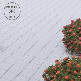 Pure Garden 30-Pack Polypropylene Interlocking Patio Deck Tiles - Weather-Resistant Outdoor Flooring for Balcony, Porch, and Garage (Gray)