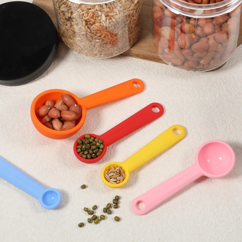 5 Pcs Silicone Measuring Spoons Cups Teaspoon Tablespoon with Hang