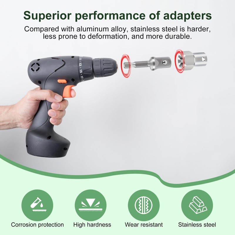 Upgraded Stainless Steel Trailer Jack Drill Adapter,Crank Handle Cordless Drill