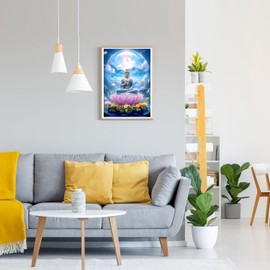 GDYEEH DIY Buddha Diamond Painting Adults, 5D Lotus Diamond Painting Pictures Beginners, DIY Dreamland Round Full Drill Diamond Painting Embroidery Cross Stitch Gifts Home Wall Decor 30 x 40 cm