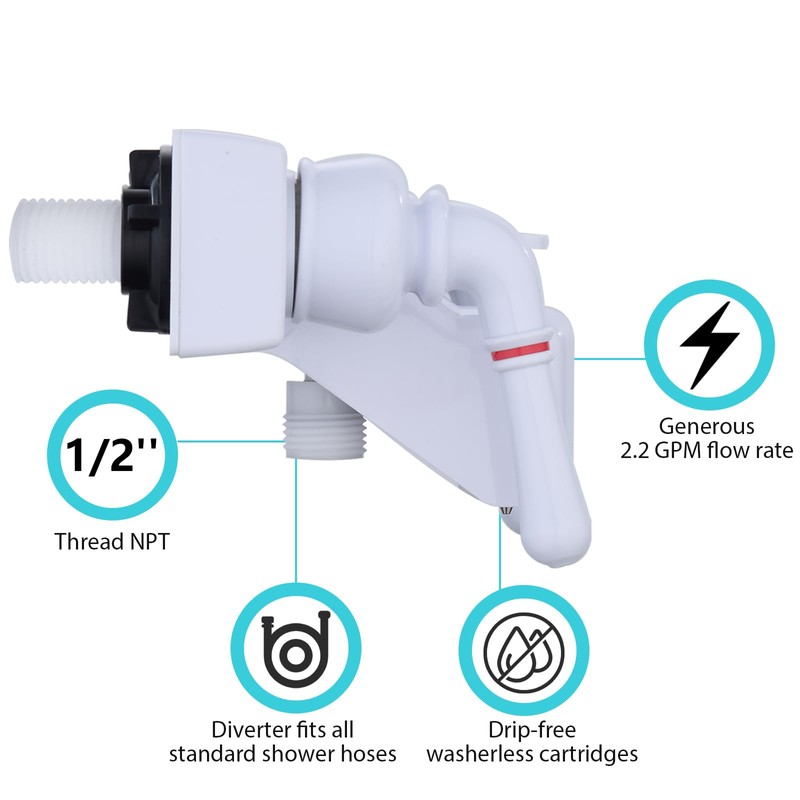 RV Shower Faucet, 4 inch Center-Set Tub/Shower Valve Diverter with