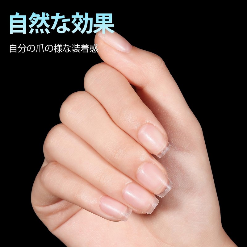 TOMICCA Nail Tips, Pre-Sanded, 15 Sizes, Clear Tips, Natural Fit,