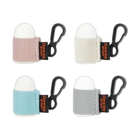 Desing Wish 4 PCS Mini Chapstick Holder Key Chain Close Fitting Lip Balm Holder Sleeves Elastic Sleeve Chapstick Keychain Holder for Lip Balms/Lip Gloss/Lipsticks (Beige/White/Lake Blue/Grey)