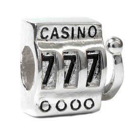 Queenberry Sterling Silver Lucky 7 Casino Slot Machine 777 Bead for European charm Bracelets Necklaces