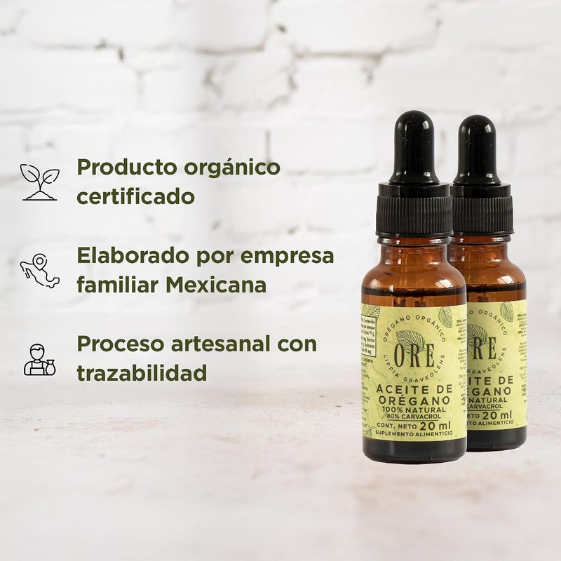 Ore Aceite de Orégano Natural, 20 ml, Pack de 2
