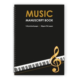 The Worcestershire Stationery Company A4 Music Manuscript Book, 12 Staves per page. 120 pages, 90gsm FSC paper. Wiro bound