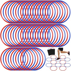 Shappy 50 Pcs Agility Rings with Storage Bags 15 Inch Agility Training Rings Hoop Exercise Ring Plastic Speed Rings Jumping Hoops for Sports Soccer Football Gymnastics Practice Games (Red, Blue)