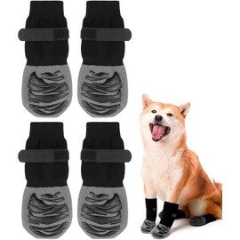Calcetines Antideslizantes para Perros con Doble Agarre para Suelos de Madera Dura, Botas para Perros para Evitar Que se Laman con Correas Ajustables (Gris Negro, S)