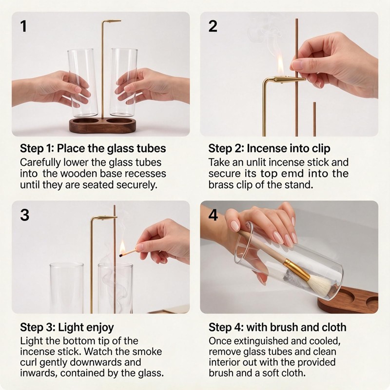 Starfa Wooden Incense Holder, 2 in 1 Burner with Long
