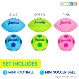 Franklin Sports Kids Foam Sports Balls - Mini Foam Footballs + Soccer Balls - Indoor + Outdoor Soft Toy - Backyard + Practice - Assorted Colors