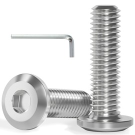 VGBUY M6-1.0 x 10 mm 100Pcs Flat Head Hex Socket Cap Screws Bolts,304 Stainless Steel 18-8,Full Thread,Hex Spanner Included (VG30102)