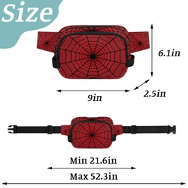 Spiders Red Web Fanny Packs Belt Bag Fashion Crossbody Bag Bum Bag Waist Bag with Adjustable Strap for Outdoors Workout Casual Traveling Running Hiking Cycling