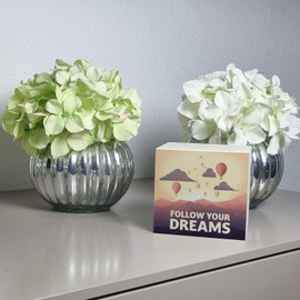 Follow Your Dreams Wooden Money Box with Hot Air Balloons and Sunset Wooden Money Box with Modern Motif and Inspirational Saying