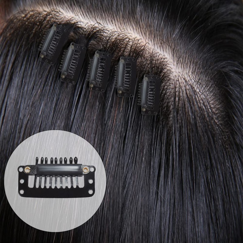 Wig Clips, 10Pcs Wig Clips Snap Clips, Black Hair Extension
