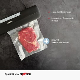Grafner Vacuum Sealer with 30 cm Seam, Includes 10 Vacuum Bags and Foil Cutter, with Removable Drip Tray, Food Stays Fresh up to 8 x Longer Vacuum Sealer Film Sealer