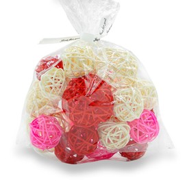 Qingbei Rina Valentine's Day 20 PCS Wicker Rattan Balls, Red Pink White Decorative Balls for Bowls, Vase Filler for Centerpieces, Bowl Fillers for Home Decor(Pink Red White)