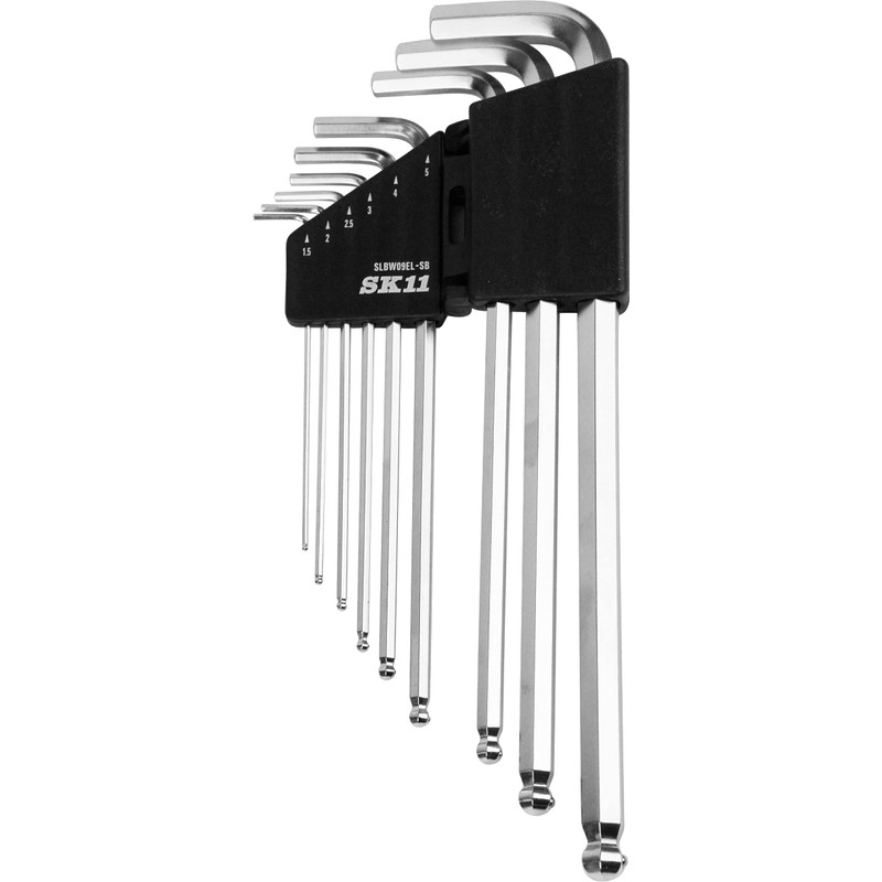 SK11 SLBW09EL-SB Bolt Hold Hex Key Set, Tilt Angle, Approximately
