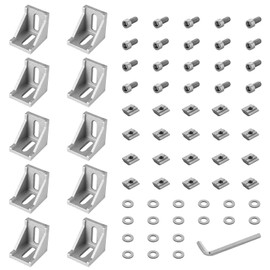 Aluminium Profile Angle Mounting Material, 30 x 30 Mounting Material Angle Aluminium Profile Corner Connector Wall Bracket 90 Degree Angle Grid for 3030 Strut Profile, 3D Printer, CNC Router, Silver