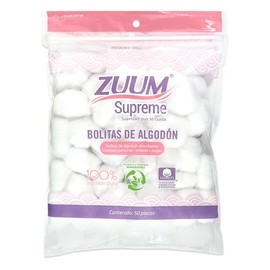 ZUUM SUPREME Bolitas de algodón Jumbo | Desmaquillante | Torunda de Algodón 100% fibra de algodón absorbente | Piel limpia y saludable | Uso médico y el hogar | 50 pzas (pack de 2)