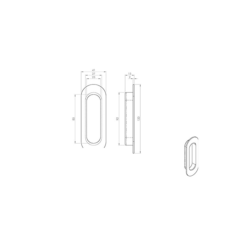 2 Pack | Low Profile Recessed Flush Pull- 120 x