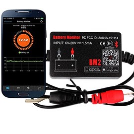 Auto Battery Monitor BM2, Car Battery Tester, Battery Load Tester, Battery Tester Auto Bluetooth 4.0 12V Auto Voltage Charging Cranking System Test Scan Tool Digital Battery Alternator Analyzer (1)