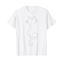 Hand Drawn One Line Art Cat Men Women Girls Kids T-Shirt
