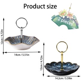2 Pieces Ceramic Tray, Ceramic Jewelry Tray, Ceramic Tray, Ceramic Ring Holder, for Jewelry Rings, Necklace, Candies Appetizer Plate Fruit Counter