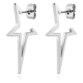 Star Drop Dangle Earrings for Women Stainless Steel Star Earrings Punk Open Shooting Star Earrings Cute Unique Cool Stainless Steel Earrings Lightweight Earrings (Silver)