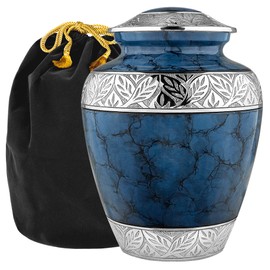 Trupoint Memorials Cremation Urns for Human Ashes - Decorative Urns, Urns for Human Ashes Female & Male, Urns for Ashes Adult Female, Funeral Urns - Blue, Large