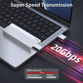 SAN ZANG MASTER M.2 NVMe SSD Enclosure Adapter, Aluminum 20Gbps USB C 3.2 Gen2x2 to NVME PCIe M-Key(B+M Key) Solid State Drive External Enclosure Support UASP Trim for 2230/2242/2260/2280