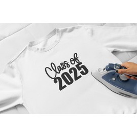 Class Of 2025 Word Iron On Transfer, Graduation Decal, DIY Craft, Heat Transfer Graphic, Senior Tshirt Patch, Vinyl Applique for Shirt, Pick Size Color, Iron-On Almost Anything (Old Gold Glitter)