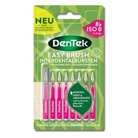 DenTek Eco Easybrush Interdental Brush ISO 0 Pack of 8 Plant-Based 0.4 mm Mega Fine for Very Narrow Interdental Spaces with Mint Flavour and Hygienic Protective Cap - Reusable