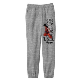 Dragon Ball Z Son Goku with Kanji Name and English Text Youth Athletic Heather Gray Graphic Jogger Pants-Medium