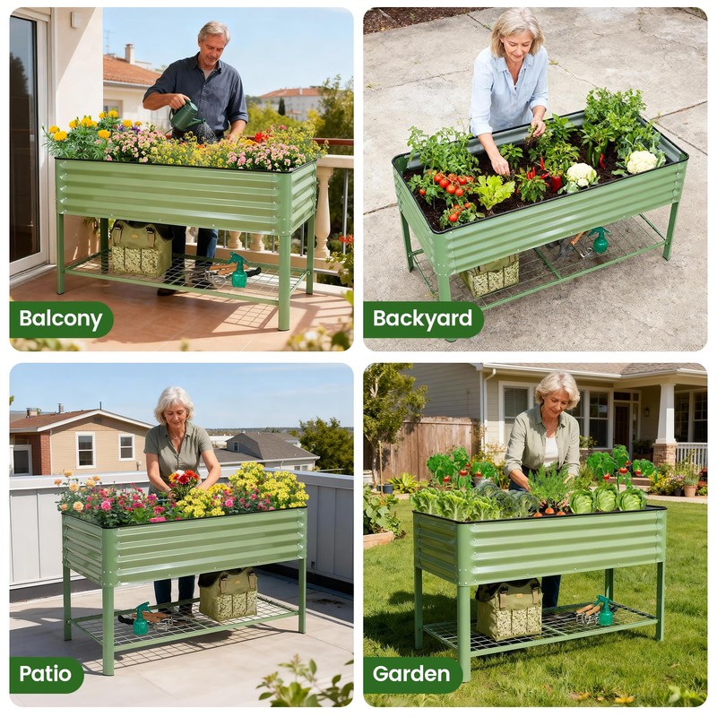 Elevated Raised Garden Bed 2' x 4'- Galvanized Metal Planter