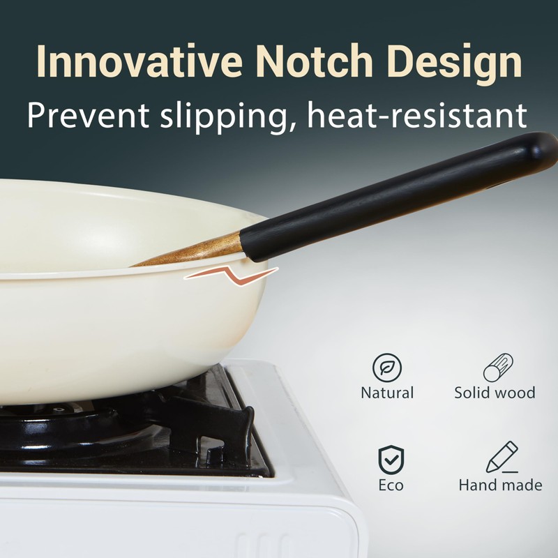 Edergoo Wood Cooking Utensils Set, 6 PCS Wooden Spoons for