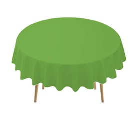PARTY ULYJA Lime Green Plastic Tablecloths 2 Pack - 84 Inch Circle Disposable Table Covers for 6 ft Round Tables - Light Green for Baby Shower, Birthday, Wedding Parties
