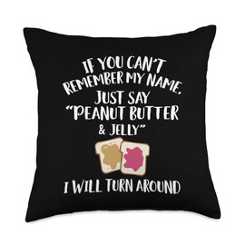 Cool Peanut Butter Jelly Humor Quote Merch Peanut Butter and Jelly Apparel-Funny Sandwiches Design Throw Pillow, 18x18, Multicolor