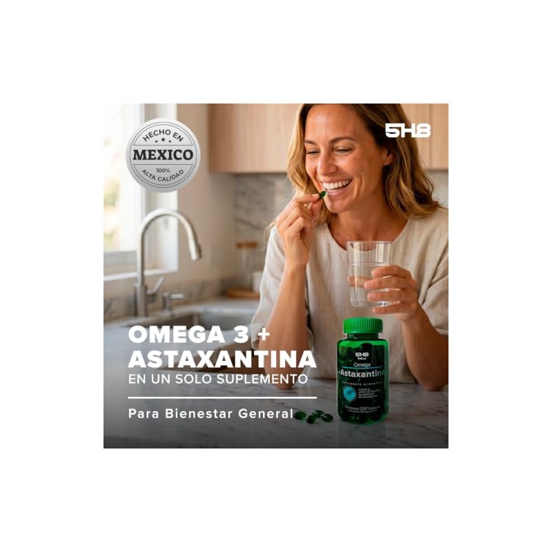 Astaxantina 20 mg + Omega 3 Aceite de Pescado 120