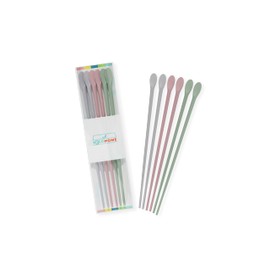 RECOHOME Reusable Long Silicone Cooking Chopsticks with Spoon 12 Inches Dishwasher Safe BPA-free Non-Slip Pastel Color Kitchen utensils Made in Korea (Set)