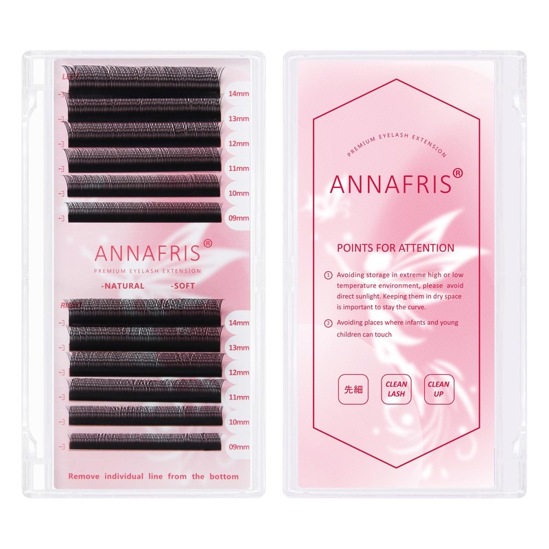 ANNAFRIS Eyelash Extensions, YY 0.07 C, 9-14 mm, Ready-to-Use Fan