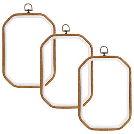 Framendino, 3 Pack Octagonal Imitation Wood Embroidery Hoops Cross Stitch Craft Hoop Frame 7.09"x9.84"