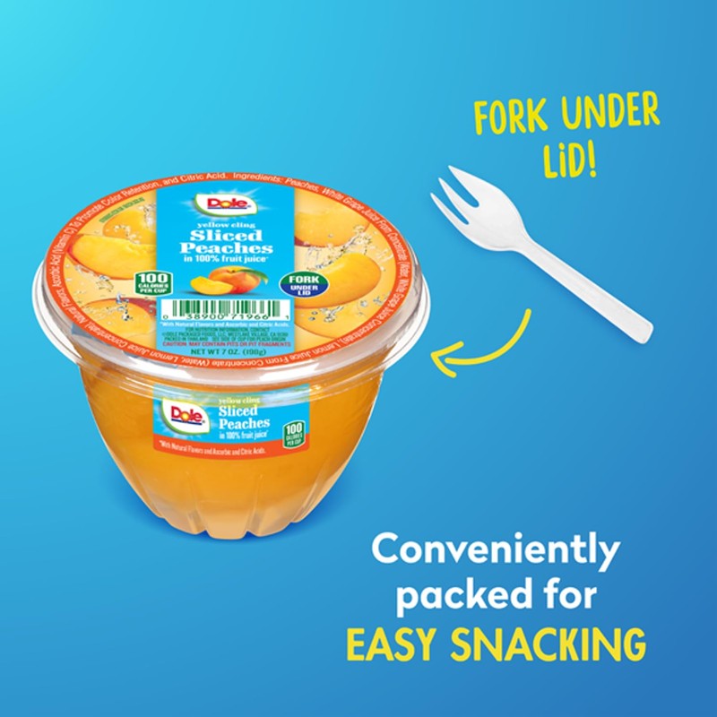 Dole Fruit Bowls Diced Peaches in 100% Juice Snacks, 7oz