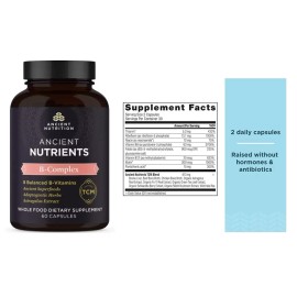 Ancient Nutrition Dr Axe Vitamin B Complex 60 Capsules, 8 Balanced B-Vitamins For Healthy Energy