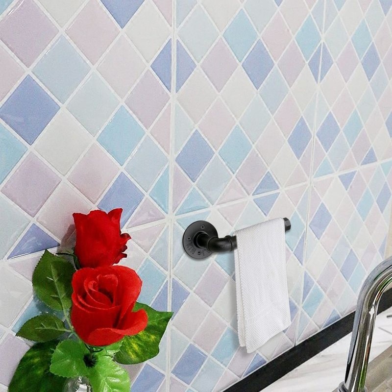 BTSKY Antiker Toilettenpapier-Halter aus Industrie-Rohr, schwarz