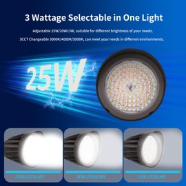 25W LED Bullet Flood Light,3375 Lumens 3CCT Switch & Knuckle Mount 120-277V Dimmable Commercial Outdoor IP65 LED Landscape, 40° Beam Angle, 25W/20W/13W Changeable with photocell UL&cUL Listed, 1 Pack
