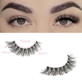 FARRED Cat Eye Lashes Natural Eyelashes Short Wispy Lash Strips Volume False Eyelash Cateye Medium Length Fake Lashes Natural Looking Hybrid Clusters Full Strip Lashes (A1 | 8-14MM)